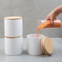 Ver imagem 5 de Kit 3 potes dolomita com tampa de bambu zig zag 900ml - Oikos