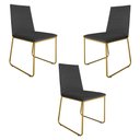 Ver imagem 1 de Kit 3 Cadeiras de Jantar Lille Base Aramado Gold Veludo Cinza - Montanaris Decor