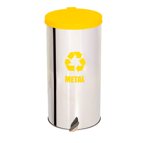 Lixeira Coleta Seletiva Pedal 100l de Aço Inox - Branco