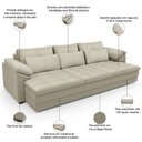 Ver imagem 3 de Sofá Retrátil para Sala de Estar 4 Lugares 297cm Riza S03 Couro Bege Pérola - Lyam Decor