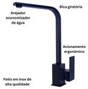 Ver imagem 3 de Torneira Monocomando Bancada Cozinha Bica Alta Preto Fosco