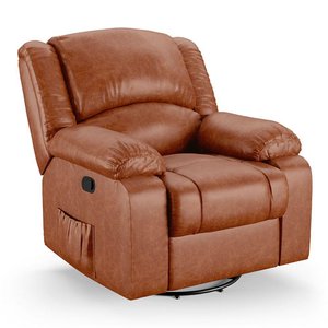 Poltrona do Papai Reclinável Melim Glider Giratória Pu Brilho Fh1 - D'rossi Cor Caramelo