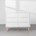 Ver imagem 4 de Kit Quarto Infantil Theo com Pés Retrô Natural - Berço + Cômoda 6 Gavetas + Guarda-Roupa 3 Portas -