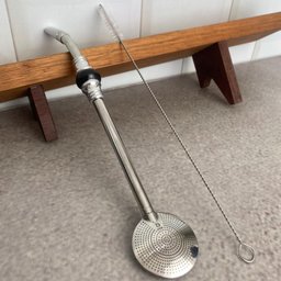 Bomba de Chimarrão Inox 23cm Anel Preto Bojo Mil Furos Removível para Mate - 3