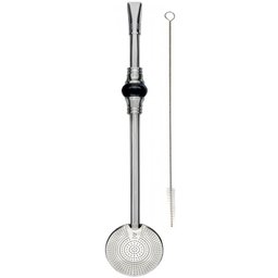 Bomba de Chimarrão Inox 23cm Anel Preto Bojo Mil Furos Removível para Mate - 1