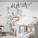 Ver imagem 2 de Adesivo de Parede Infantil Elefantinha com Asas de Borboleta-Extra Grande 85x88cm