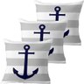 Kit 3 Capas de Almofadas Azul Âncora Navegação Marítima - 1