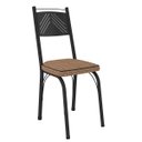 Ver imagem 2 de Kit 6 Cadeiras Aço Carbono Estofado Tecido Sintético Espuma D13 Clara Preto/rattan