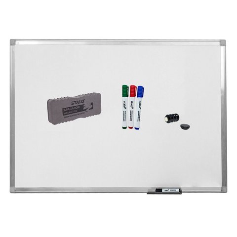 Quadro Branco Magnético 90x60 Acompanha Apagador e 4 Canetas