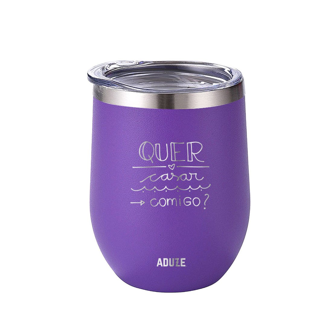 Copo Térmico Aduze Cuia Classic Quer Casar Comigo 300ml - Roxo - 1