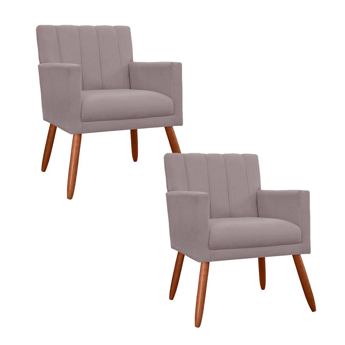 Kit 2 Poltronas Cadeiras Decorativa para Recepção Cecília Suede Rosê - Incasa Decor