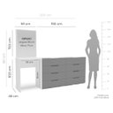 Ver imagem 3 de Cômoda Penteadeira Madri 8 Gavetas c/ Espelho 209x160cm Cinza/Branco 250804