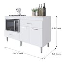 Ver imagem 3 de Conjunto Balcão de Cozinha 1,40m Turim com Cooktop 5 Bocas Essencial 2 Portas 2 Gavetas Branco