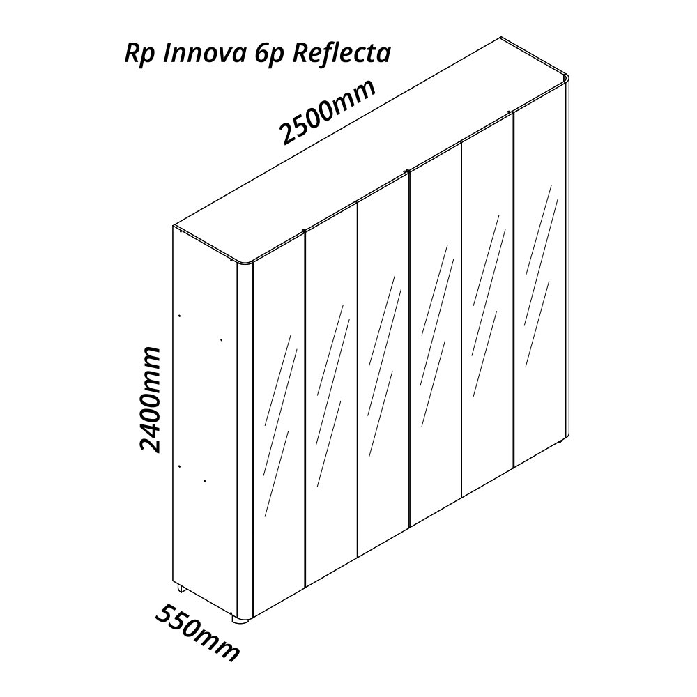 Guarda Roupa Reflecta 6 Portas Led Innova Naturale - Gelius - 3