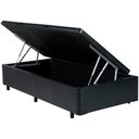 Ver imagem 1 de Cama Box Baú Gr Solteiro Preto Suede + Colchão Espuma D33 88x188x8