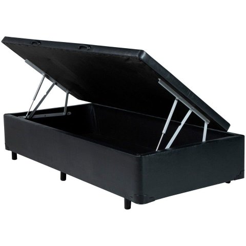 Cama Box Baú Gr Solteiro Preto Suede + Colchão Espuma D33 88x188x8