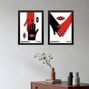 Ver imagem 2 de Kit 2 Quadros Decorativos Bauhaus - Mãos Dadas 33x24cm - com Vidro:moldura Branca