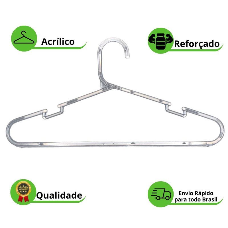 Cabide Infantil Transparente Acrílico - 80 Unidades AJL STORE Cabide Acrílico - 4