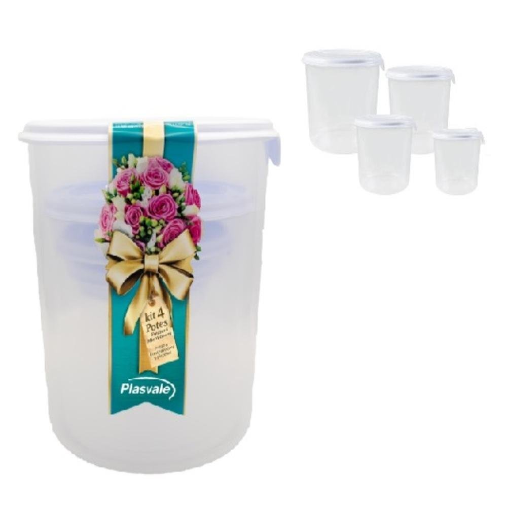 Conjunto Porta Mantimentos Kit 4 Potes com Tampa Cozinha - 1