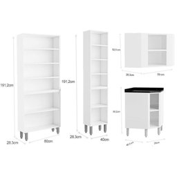 Cozinha Completa Evidence 8 Peças (3 Armários + 3 Balcões + 2 Paneleiros) C8p23 Branco - - 4