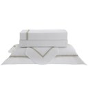 Ver imagem 1 de Jogo de Cama 4 Peças 300 Fios Algodão Bordado Nuance Branco/Verde Kacyumara - Casa k