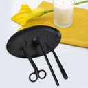 Ver imagem 3 de Kit Tesoura Abafador Pinça Bandeja para Velas Kit 4 Peças:rosa