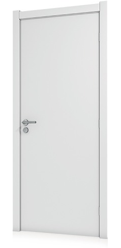 Kit Porta De Madeira Melamínico Lisa Branco 90x210x22.0cm - Com Fechadura Interna - Randa Direito - 1