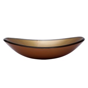 Cuba de Vidro para Banheiros e Lavabos Oval + Válvula Click:bronze