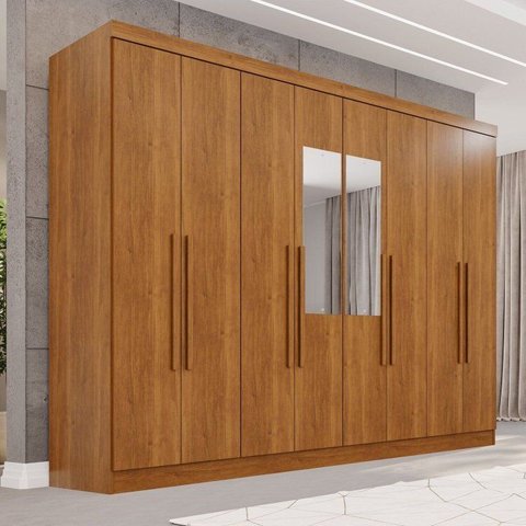 Guarda-Roupa Casal com Espelho 8 Portas 4 Gavetas França Espresso Móveis Cinamomo
