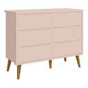 Ver imagem 3 de Dormitório Completo Infantil Theo 2 Portas, Cômoda 6 Gavetas, Berço e Mesa de Canto Rosa Fosco com P