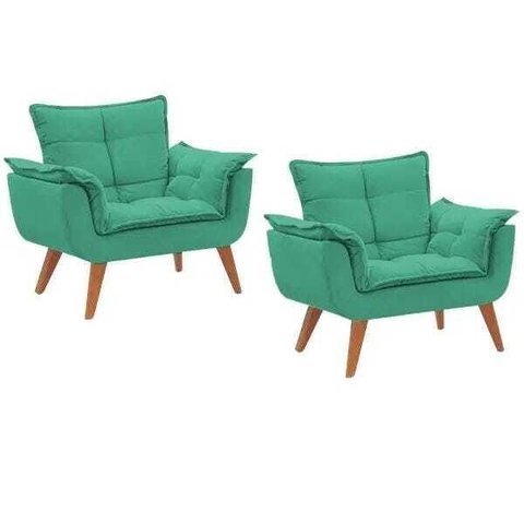 Kit 2 Poltronas Decorativas  Sala Recepção Escritório Opala Suede