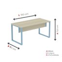 Ver imagem 4 de Escrivaninha Mesa Escritório X 150cm Industrial Castanheira e Azul Dali Cinza