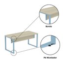 Ver mais imagens de Escrivaninha Mesa Escritório X 150cm Industrial Castanheira e Azul Dali Cinza