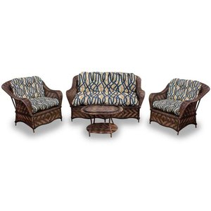 Conjunto de Sofá Fibra Sintética Naja-1 Sofá 2 L+2 Poltronas+1 Mesa Centro- Corda Náutica