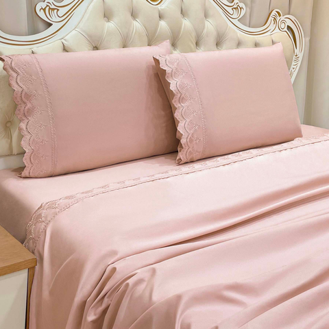 Jogo Queen Size Kayla 100%algodão Premium Conforto Luxo:rosa