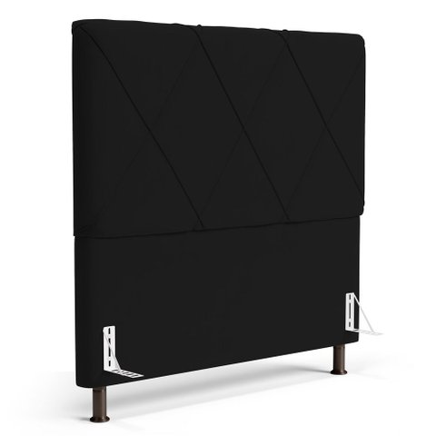 Cabeceira Cama Box Casal Mel 140cm com Frame Suede Preto - Abmaza