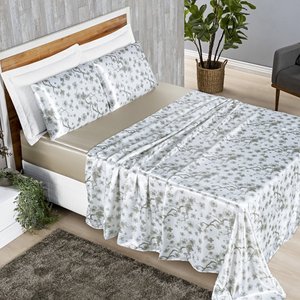 Jogo de Lençol Cama Casal 4 Peças Seda Alya Luxo:marfim