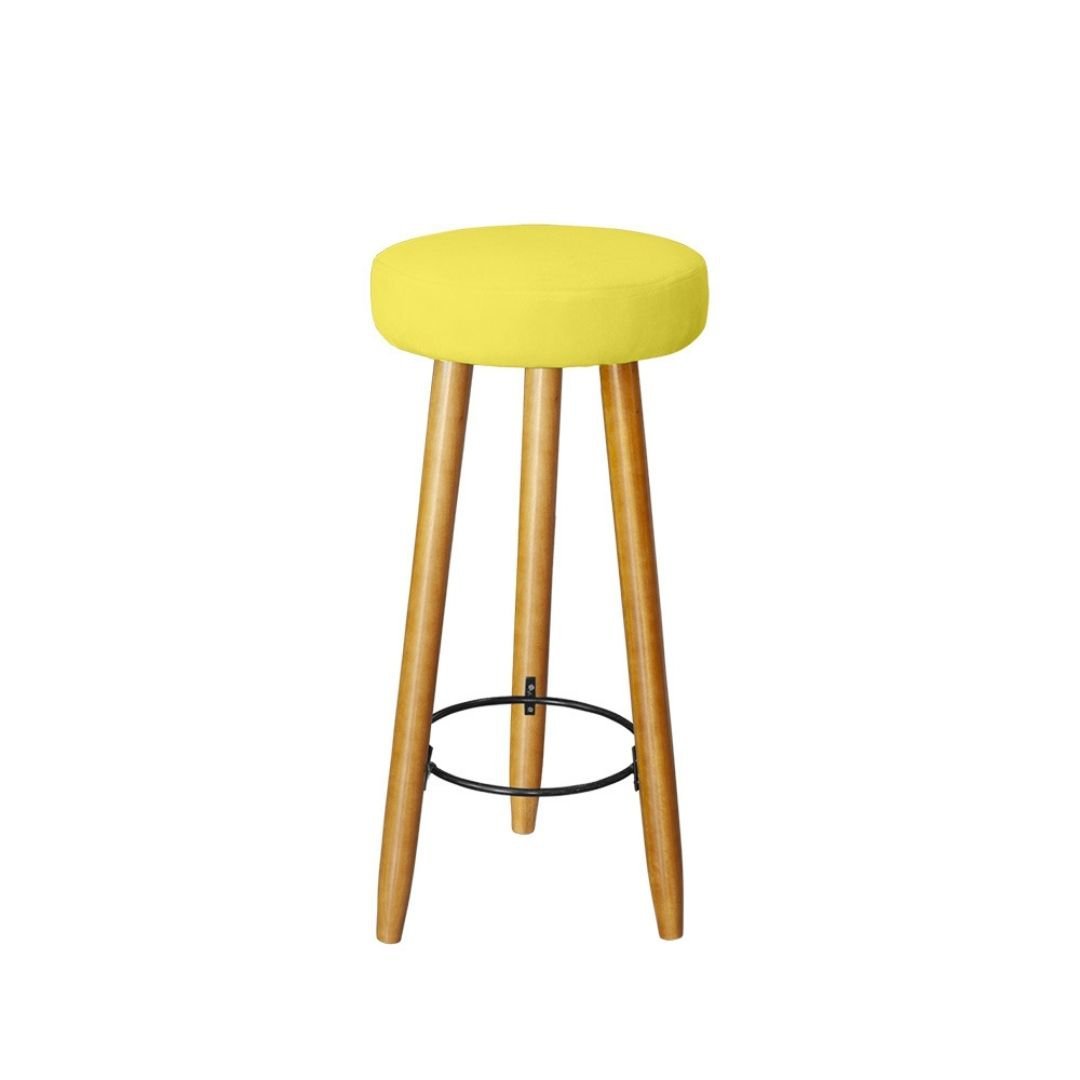 Banqueta Alta elegance Bar Balcão Cozinha Bancada Pé Castanho Suede Amarelo - Móveis Mafer - 1