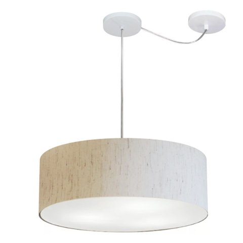 Lustre Pendente Cilíndrico Com Desvio de Centro Vivare Md-4222 Cúpula em Tecido 45x15cm - Bivolt - L