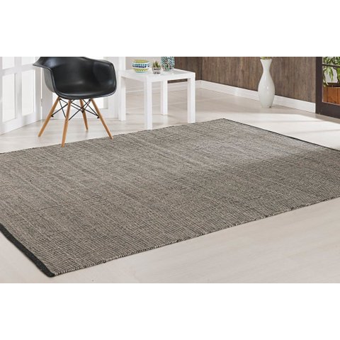 Tapete Lã Linhas 100x150 Prata/preto