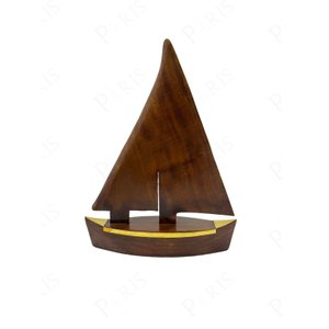 Peça Decorativa Barco em Madeira e Metal Dourado 34cm 15564-pl