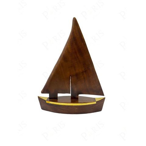 Peça Decorativa Barco em Madeira e Metal Dourado 34cm 15564-pl