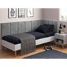 Conjunto Cabeceira Painel Estofada para Cama de Solteiro - Cinza - 1