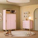 Ver imagem 1 de Quarto de Bebê com Cômoda e Roupeiro 2 Portas de Correr Flora Rosa Qmovi