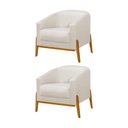 Ver imagem 1 de Kit 2 Poltronas Living Base em Madeira Maciça Flórida Linho Crú