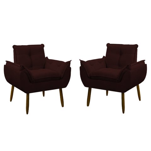 Kit 2 Poltrona Decorativa Sala de Estar Escritório Quarto Marsala Prime