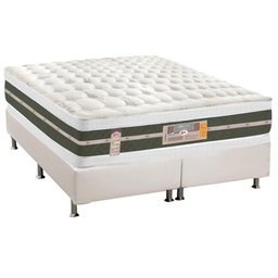 Cama Box Queen: Colchão Molas Bonnel Castor Silver Star Air Df + Base Crc Courano White(158x198) - 1