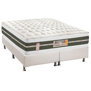 Cama Box Queen: Colchão Molas Bonnel Castor Silver Star Air Df + Base Crc Courano White(158x198)