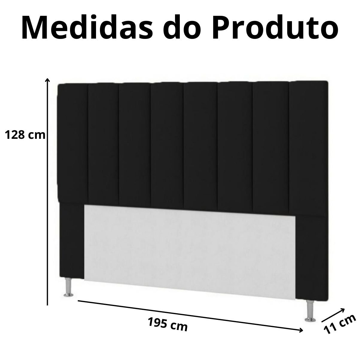 Kit Cabeceira Calçadeira Baú Cancum 195 Cm Suede Preto - Fm - 6