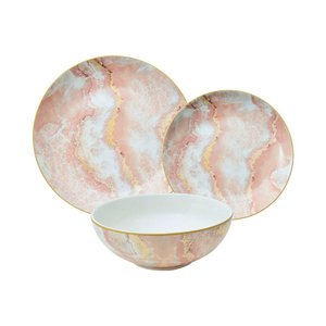 Aparelho de Jantar Nero Rosa de Porcelana - 18 Peças